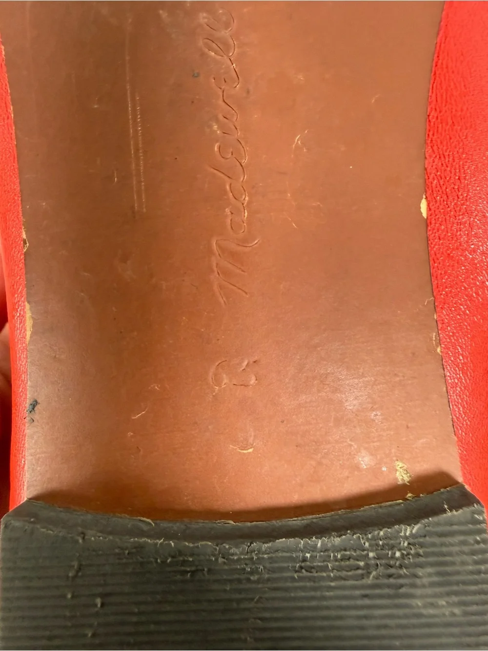 Madewell The Greta Ballet Flat Kilt Red Leather Mary Jane Square Toe Size 6.5 - Picture 11 of 11